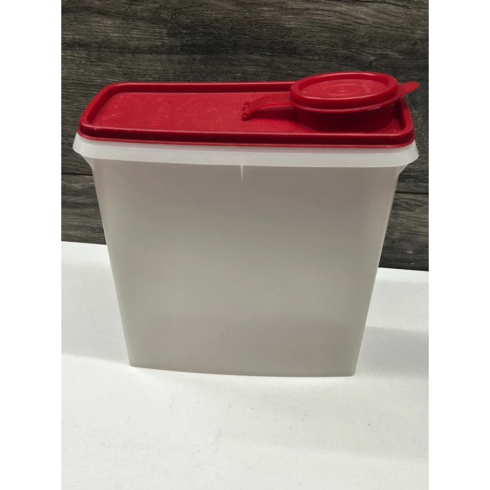 Tupperware Modular Mates Super Oval 4 Red Flip Top Lid 469-15 Clear Container